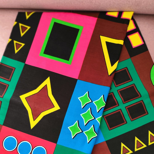 Coupon wax 100% coton, tissu wax par 45 x 116 cm, ankara wax , ankara fabric, wax fabrics, imprimé africain, pagne multicolore et graphique