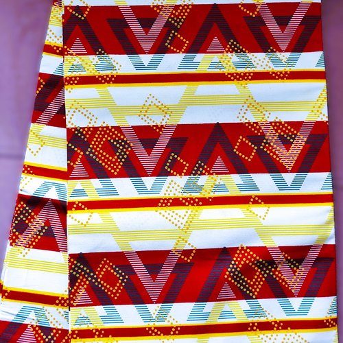 Coupon wax 100% coton, tissu wax par 45 x 116 cm, ankara wax , ankara fabric, wax fabrics, imprimé africain, pagne rouge et graphique
