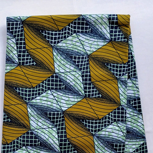 Coupon tissu wax 100% coton,tissu africain 45x116 cm, ankara wax, ankara fabric , african print fabric, pagne africain motif 3d vert