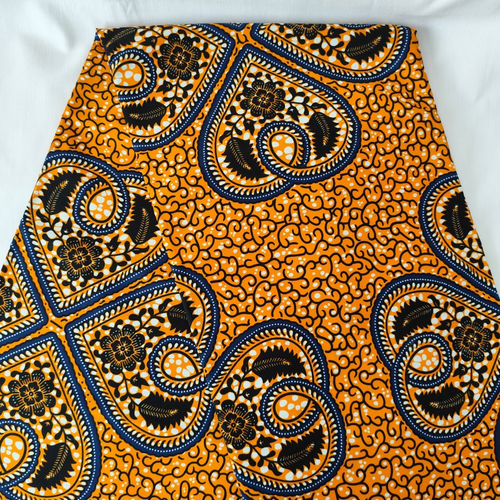 Coupon wax 100% coton, tissu wax 45 x 116 cm, ankara wax, ankara fabric,wax fabrics, pagne africain "reine de coeur"