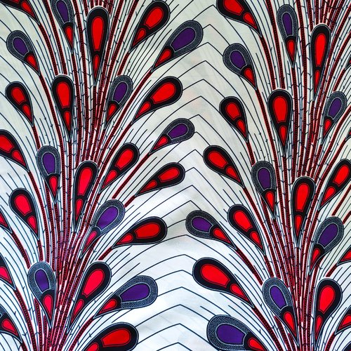 Coupon wax, tissu wax 1/2 yard (45 cm), ankara wax 100% coton, ankara fabric, wax fabric, pagne africain blanc, motif "gouttes","ampoule"