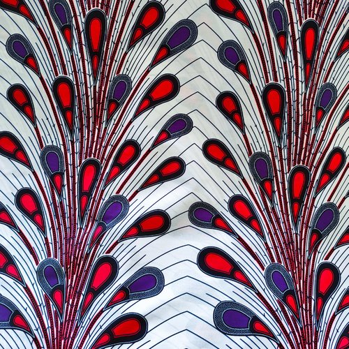 Coupon wax, tissu wax 6 yards, ankara wax 100% coton, ankara fabric, wax fabric, pagne africain blanc, motif "gouttes","ampoule"