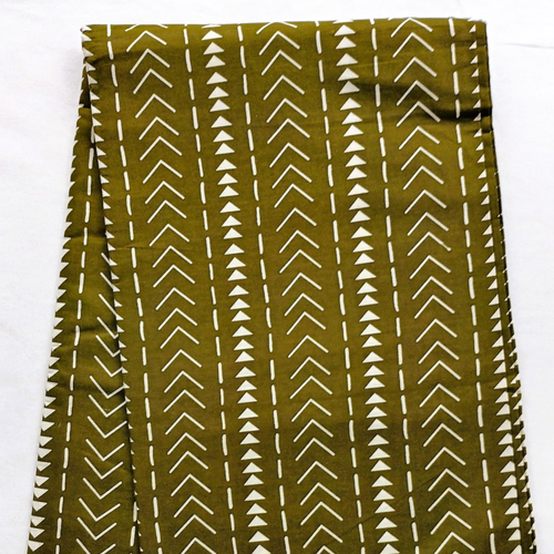 Coupon wax par 45 x116 cm, tissu wax bogolan, ankara wax 100% coton, ankara fabric, wax fabrics, wax africain bogolan vert et beige