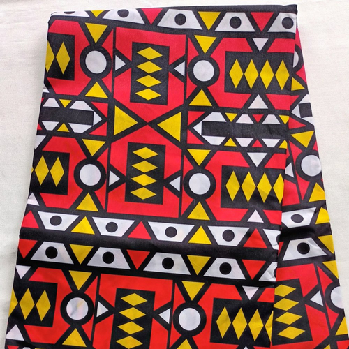 Tissu wax africain, tissu wax par 1/2 yard (45cm), ankara wax polycoton, ankar fabric, wax fabric, pagne africain, motif "samakaka rouge"