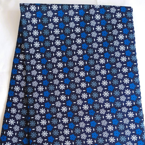 Coupon wax, tissu wax africain, ankara wax polycoton, ankara fabric, tissu wax 1/2 yard (45 cm), pagne : motif "graphique", bleu, blanc