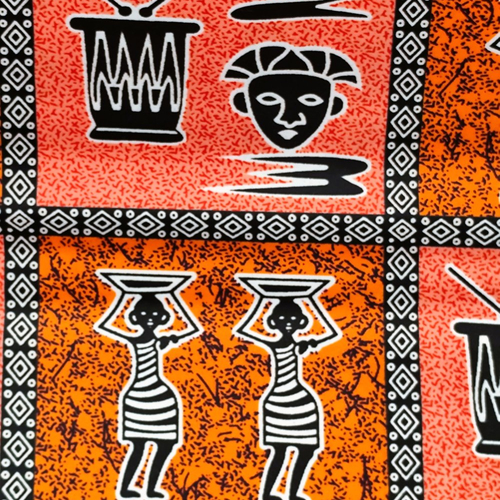 Coupon wax polycoton, tissu wax, ankara fabric, african print, tissu wax par 1/2 yard (45 cm) polycoton, couleur orange