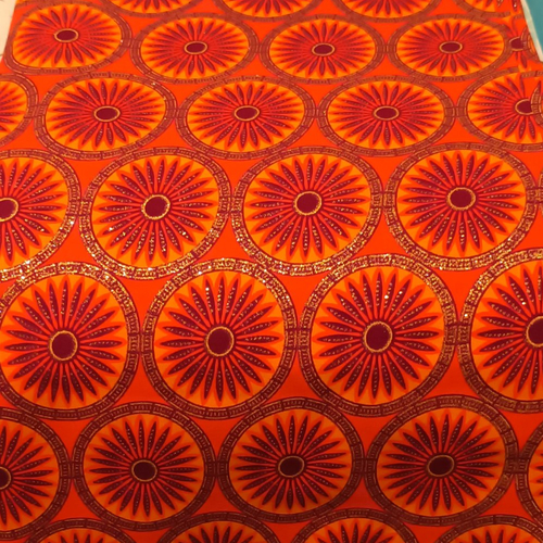 Super nice 100% coton, tissu wax par 1/2 yard (45 cm), ankara wax, ankara fabric, wax fabrics, pagne africain pailleté or, orange