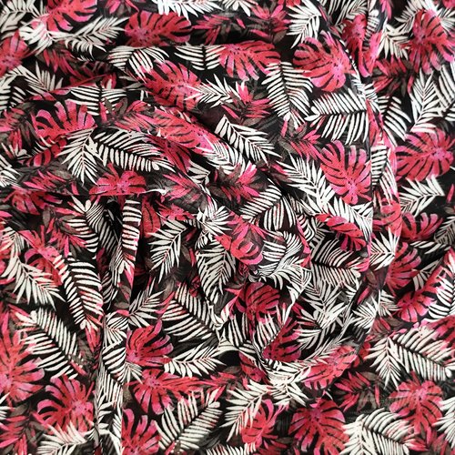 Tissu polyester mousseline imprimé par 50 cm - tissu fleuri