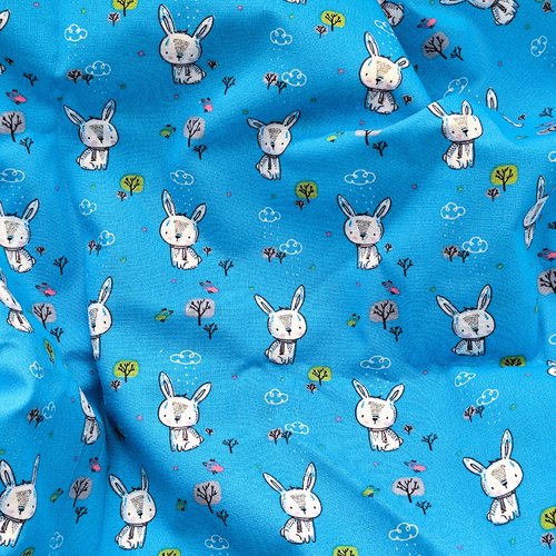 Tissu en coton bleu de qualité supérieure - 100 % coton - tissu pour chambre de bébé, décoration d'intérieur, linge de lit