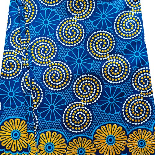 Super nice 100% coton, tissu wax par 1/2 yard (45 cm), ankara wax, ankara fabric, wax fabrics, pagne africain pailleté or, couleur bleu
