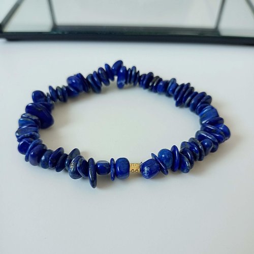 Bracelet extensible en pierre de lapis-lazuli