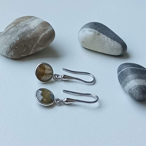 Boucles d'oreilles argent sterling pierre de labradorite