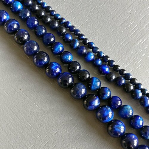 Lot de 10 perles d'agathe bleue rondes en pierre naturelle 6 mm.
