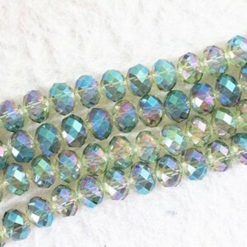 Lot de 10 perles de cristal irisé à facettes 6 mm.