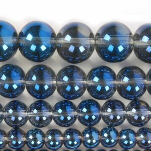 Lot de 10 perles de quartz bleu rondes en pierre naturelle 6 mm.