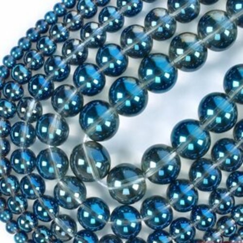 Lot de 10 perles de quartz bleu rondes en pierre naturelle 8 mm.