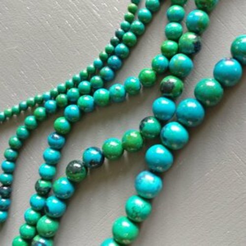 Lot de 10 perles de chrysocolle rondes en pierre naturelle 10 mm.