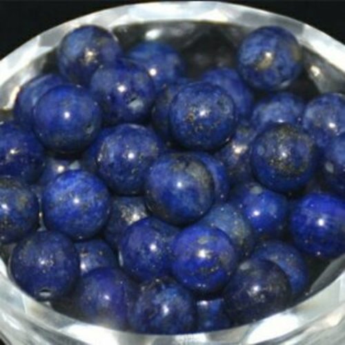 Lot de 10 perles de lapis-lazuli rondes en pierre naturelle 10 mm.