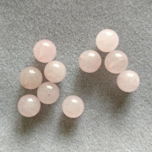 Lot de 10 perles de quartz rose rondes en pierre naturelle 6 mm.