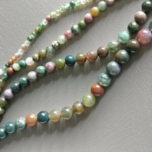 Lot de 10 perles d'agathe indienne rondes en pierre naturelle 6 mm.