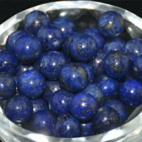 Lot de 10 perles de lapis-lazuli rondes en pierre naturelle 12 mm.