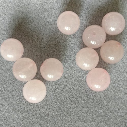Lot de 10 perles de quartz rose rondes en pierre naturelle 10 mm.