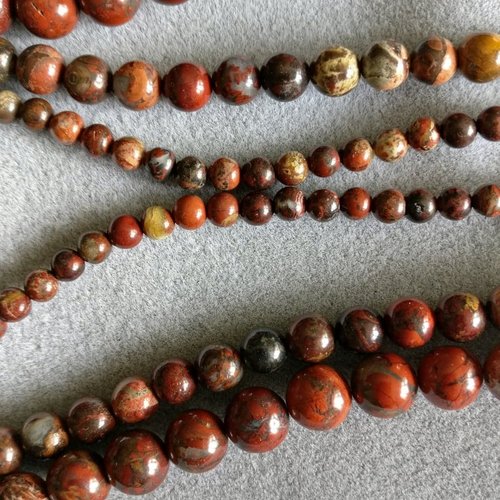 Lot de 10 perles de jaspe rouge en pierre naturelle 8 mm.