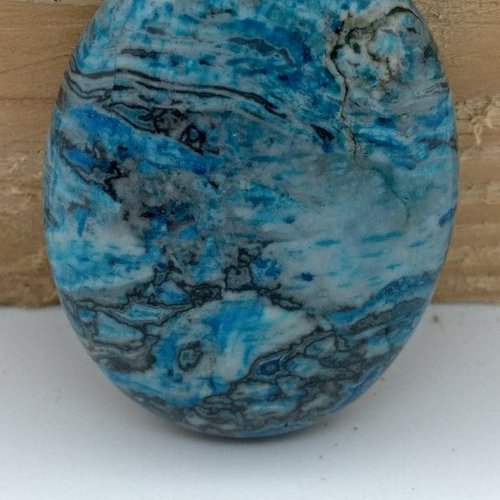 1 cabochon de sédiments de jaspe bleu en pierre naturelle. 40 x 30 mm.