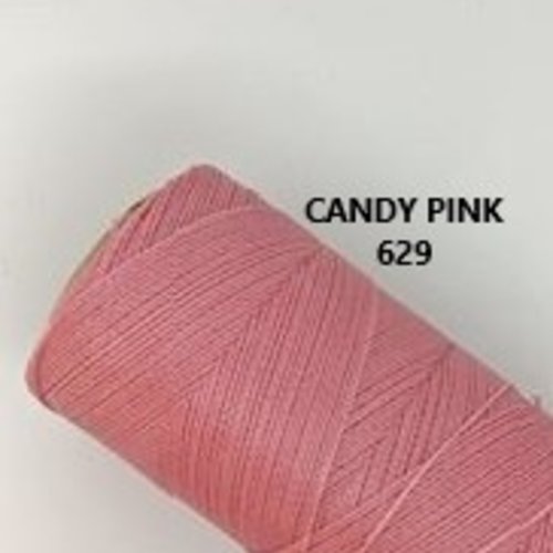 10 mètres ou + de  fil macramé ciré linhasita - polyester 0,5 mm d'épaisseur pour macramé, bijoux. candy pink réf 629