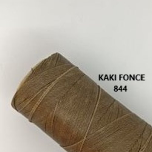 10 mètres ou + de  fil macramé ciré linhasita - polyester 0,5 mm d'épaisseur pour macramé, bijoux. kaki foncé réf 844