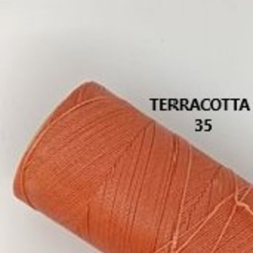 10 mètres ou + de  fil macramé ciré linhasita - polyester 0,5 mm d'épaisseur pour macramé, bijoux. terracotta réf 35