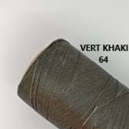 10 mètres ou + de  fil macramé ciré linhasita - polyester 0,5 mm d'épaisseur pour macramé, bijoux. vert kaki réf 64