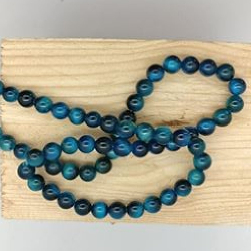 Lot de 10 perles d'agathe bleu turquoise rondes en pierre naturelle 6 mm.