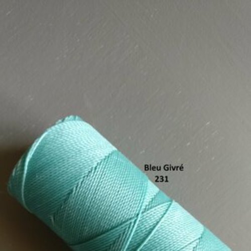10 mètres fil macramé ciré linhasita  - polyester 0,5 mm d'épaisseur.  pour macramé, bijoux. bleu givré réf 231