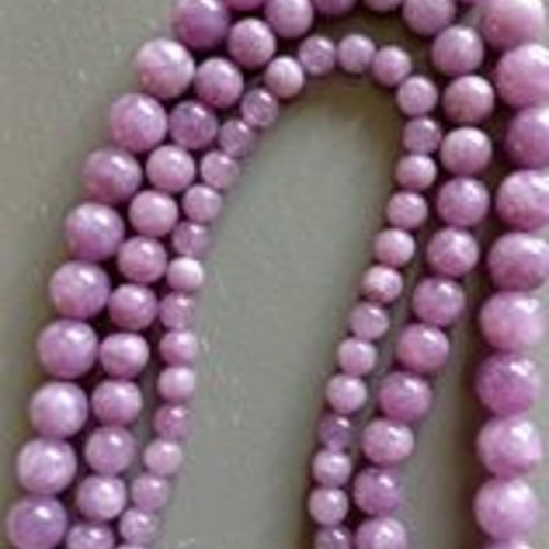 Lot de 10 perles de jaspe lilas rondes en pierre 10 mm.