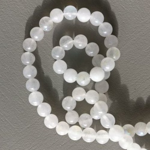 Lot de 10 perles de pierre de lune ab plaquées rondes en pierre naturelle 10 mm.