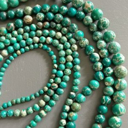 Lot de 10 perles de jaspe de sédiments vert rondes en pierre naturelle 4 mm.