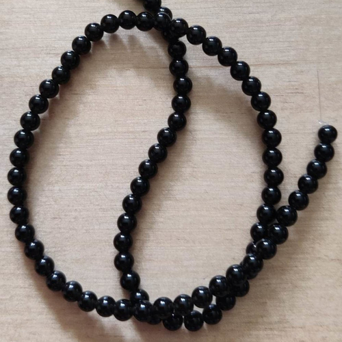 Lot de 10 perles d'obsidienne noire rondes en pierre naturelle 4 mm.