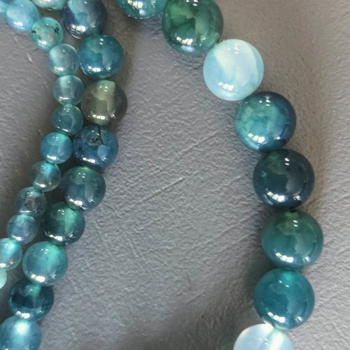 Lot de 10 perles d agate bleu paon rondes en pierre naturelle 4 mm.