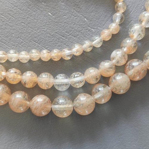 Lot de 10 perles de citrite rondes en pierre naturelle 8 mm.