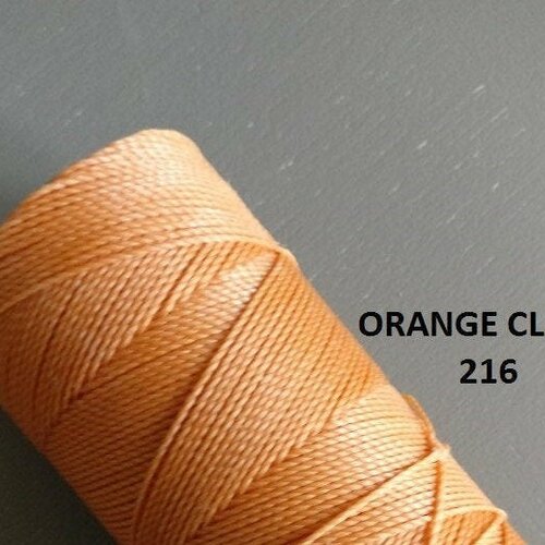 10 mètres fil macramé ciré linhasita  -polyester 1 mm d'épaisseur.  pour macramé, bijoux. orange clair réf 216