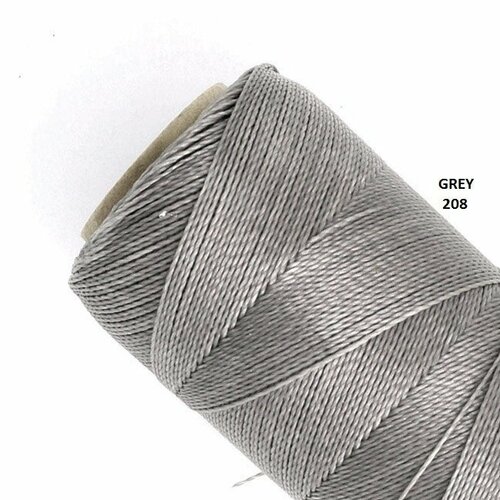 10 mètres ou + de  fil macramé ciré linhasita  - polyester 0,5 mm d'épaisseur pour macramé, bijoux.  grey réf 208.