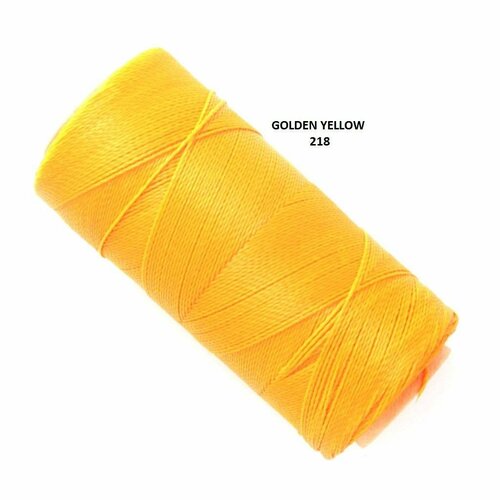 10 mètres ou + de  fil macramé ciré linhasita - polyester 0,5 mm d'épaisseur pour macramé, bijoux.  golden yellow réf 218.