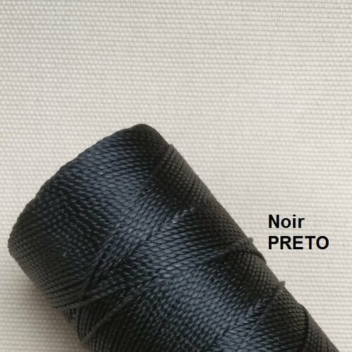 10 mètres fil macramé ciré linhasita polyester 1 mm d'épaisseur.  pour macramé, bijoux. noir réf preto