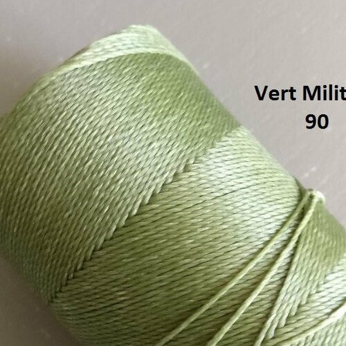 10 mètres fil macramé ciré linhasita  - polyester 0,8 mm d'épaisseur.  pour macramé, bijoux. vert militaire réf 90