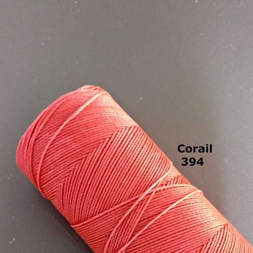10 mètres fil macramé ciré linhasita  - polyester 0,8 mm d'épaisseur.  pour macramé, bijoux. corail réf 394