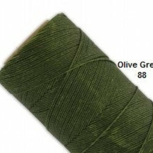 10 mètres fil macramé ciré linhasita  - polyester 0,8 mm d'épaisseur.  pour macramé, bijoux. olive green réf 88