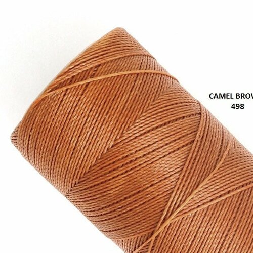 10 mètres ou + de  fil macramé ciré linhasita - polyester 0,5 mm d'épaisseur pour macramé, bijoux.  camel brown réf 498.