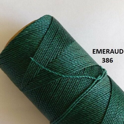 10 mètres fil macramé ciré linhasita  - polyester  1 mm d'épaisseur.  pour macramé, bijoux.  vert emeraude réf 386