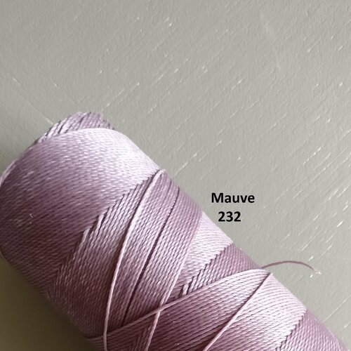 10 mètres fil macramé ciré linhasita  - polyester 0,8 mm d'épaisseur.  pour macramé, bijoux. mauve réf 232